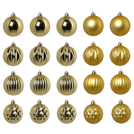 Weihnachtsschmuck mit Beutel, Set 20, Kugel gold, 7 cm