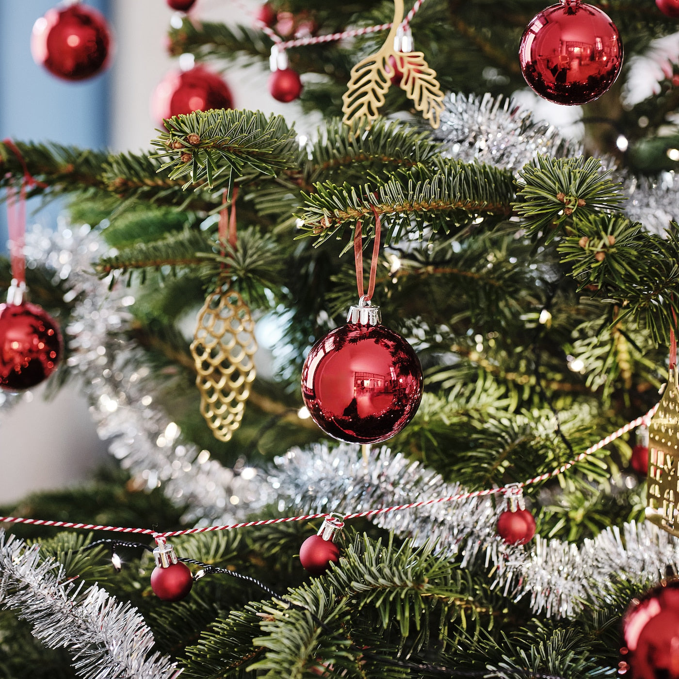 Weihnachtsbaumschmuck mit Tasche, Set mit 20, rote Kugeln