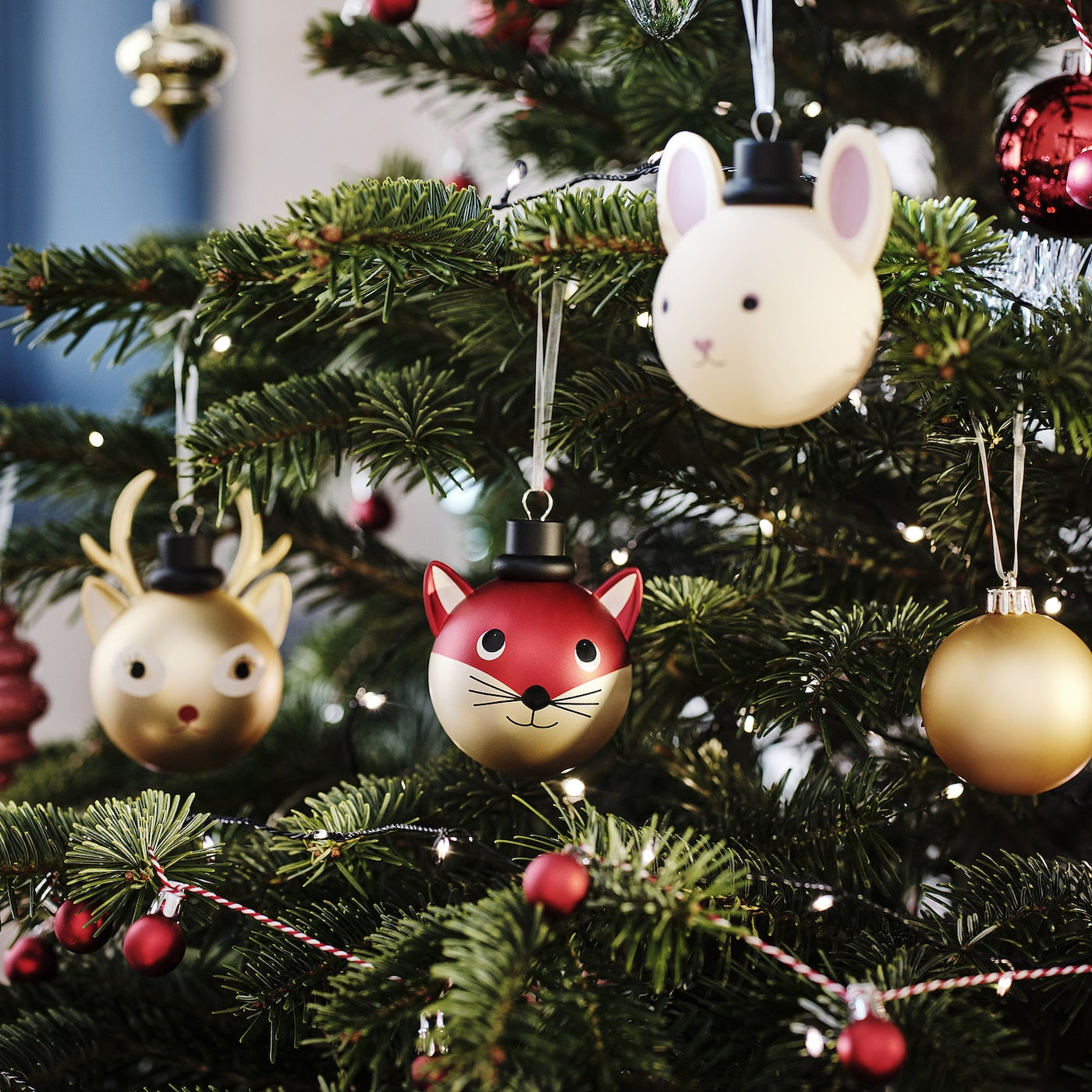 Baubles für den Baum, Set 3, Kugel mit Tieren