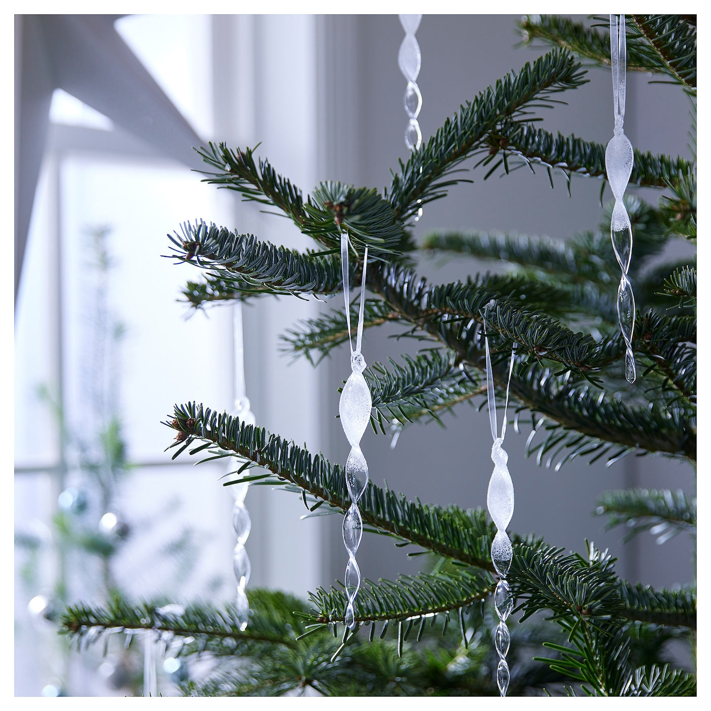 Bauble für den Baum, in Form eines Anhängers aus transparentem Glas, 16 cm